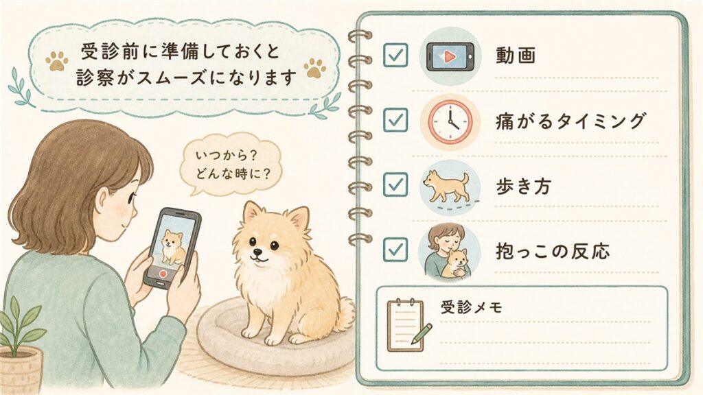 動物病院で相談するときに残しておきたいメモと動画の説明図